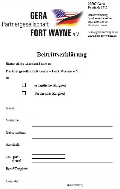 Beitrittserklärung